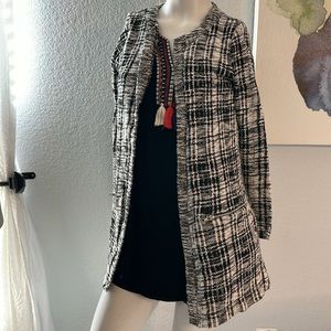 SUSINA Blk/White Long Cardigan